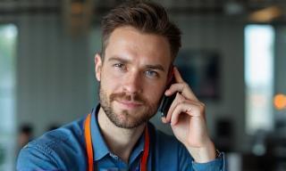 Technicien au téléphone avec client